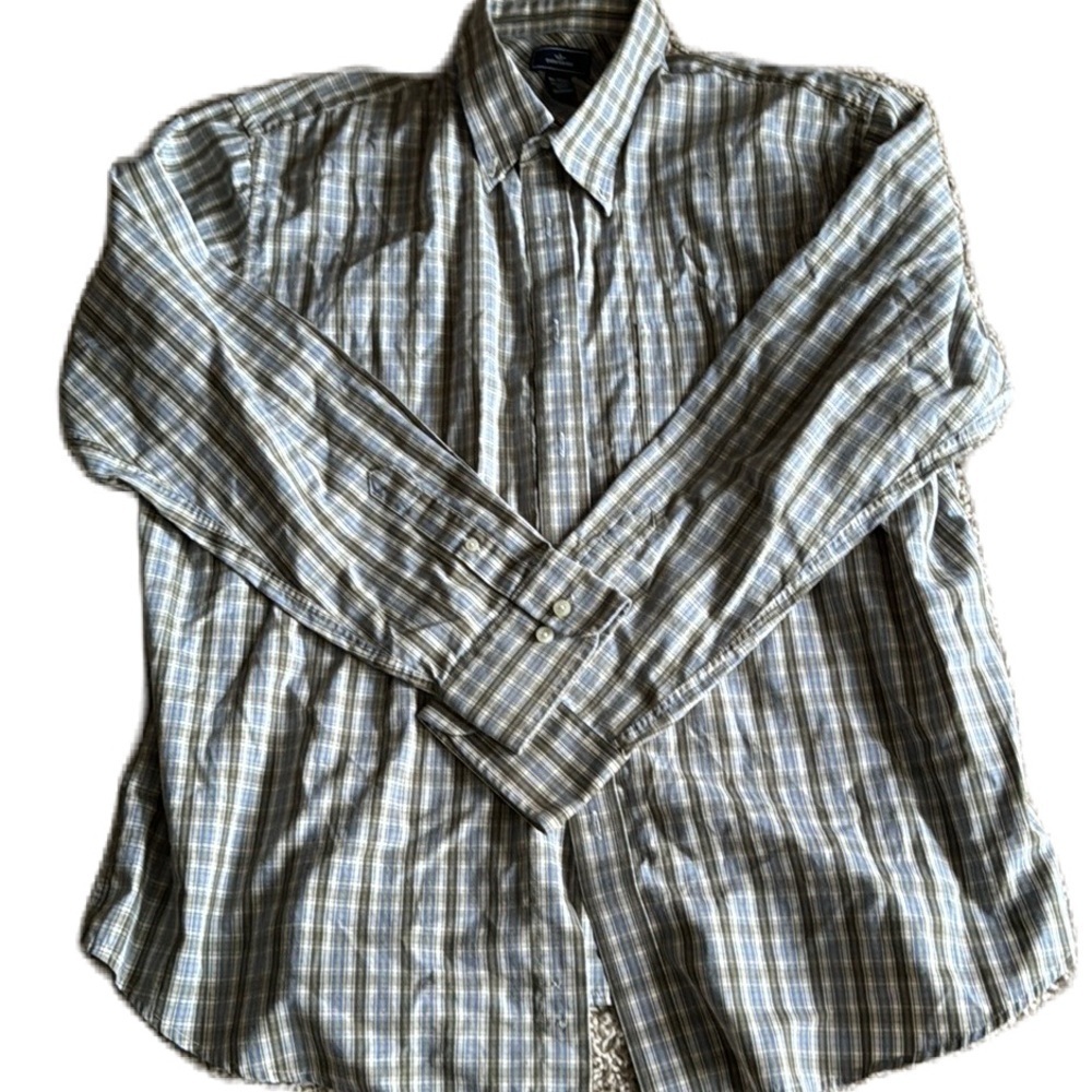 Dockers XL muted green and blue checked long sleeve button down shirt